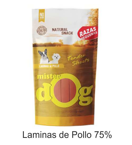 Snack LAMINAS De POLLO 70 gr. Mister Dog